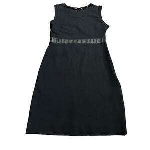 Sandro Paris Black Sleeveless Mini Dress Leather Trim Size Small